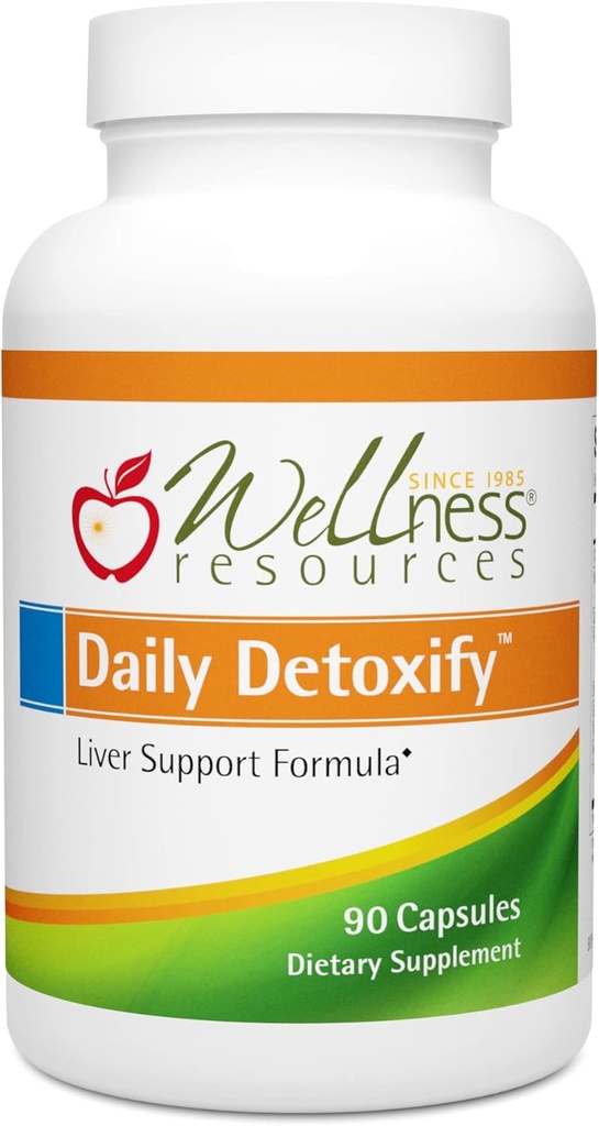 Wellness Resources Daily Detoxify with Silymarin, Dandelion, RA Lipoic Acid, NAC, Chlorella ve More for Liver Support and Comprehensive Detoxification (90 Capsules)
