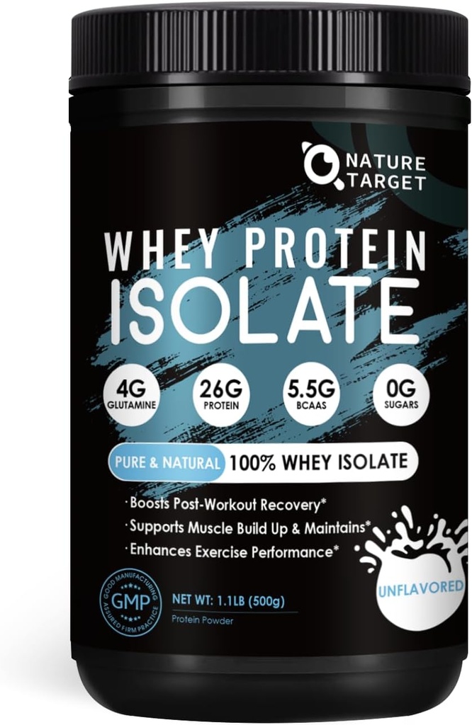 N Vitamin TARGET Whey Protein Toz, Unflavored Protein Toz, Whey proteini, Kas Büyüme ve Kurtarma, 26G Protein, Gluten Free & No Sugars, 16 Hizmet, 1.10 Pound (500 G)