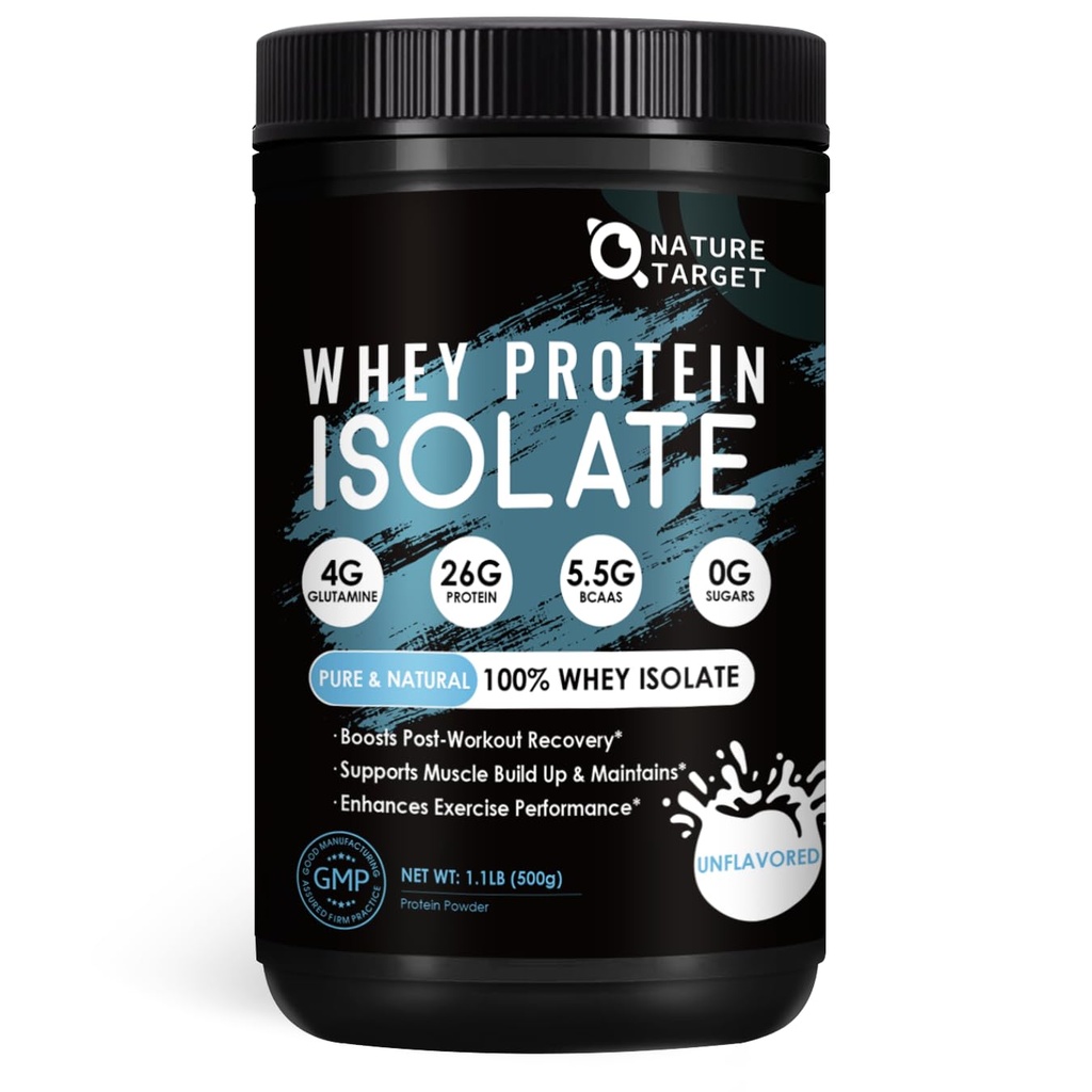 N Vitamin TARGET Whey Protein Toz, Unflavored Protein Toz, Whey proteini, Kas Büyüme ve Kurtarma, 26G Protein, Gluten Free & No Sugars, 16 Hizmet, 1.10 Pound (500 G)