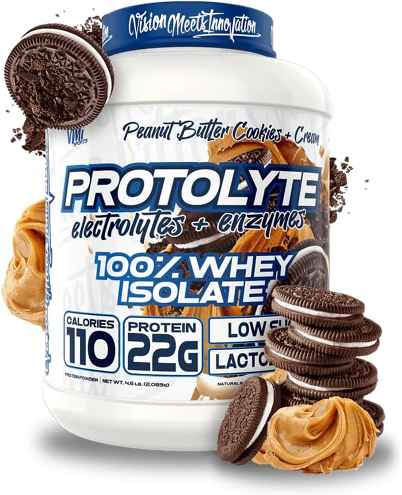 VMI Sports | ProtoLyte Whey Isolate protein Toz | Low Calorie Whey for Kilo Kaybı ve Kas Kazanma | Digestive Enzymes | Non-GMO (4.6 lb, Peanut Butter Cookies and Cream)