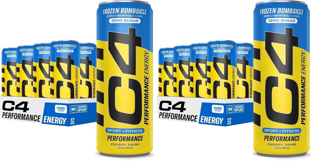 C4 Energy Drink 12oz (πακέτο των 24) - Κατεψυγμένα Βόμβες - Ζάχαρη Δωρεάν Προ προπόνηση απόδοση ποτό χωρίς τεχνητά χρώματα ή βαφές