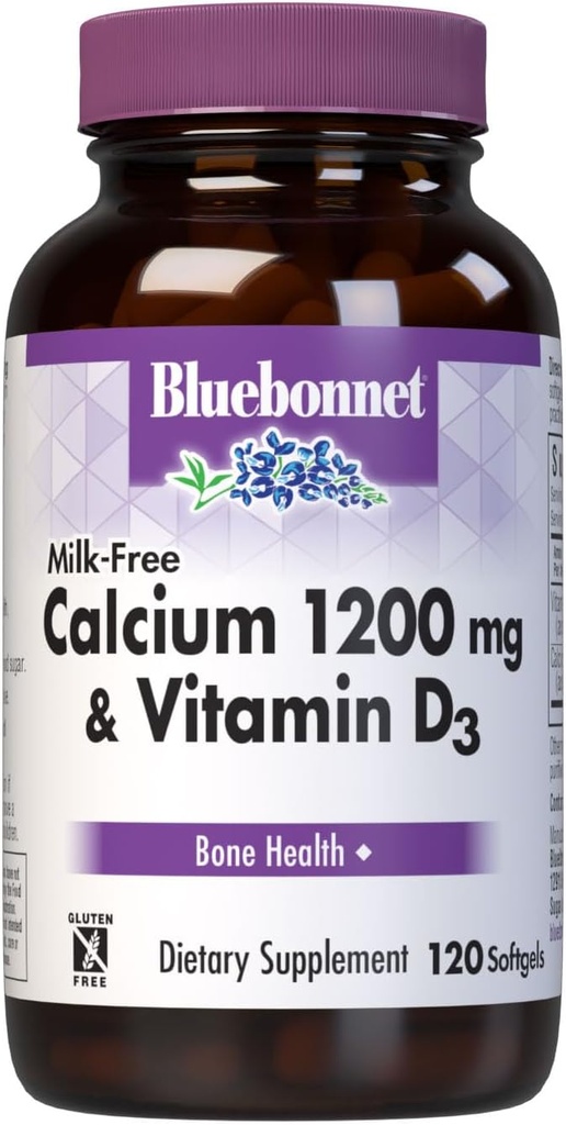 Bluebonnet Beslenme Sütü Çiftliği 1.200 mg Plus Vitamin D3 400 IU - Yüksek Potency, En Az Apsiyon Güçlü Sağlıklı Bones & Immune Health Support Supplement, Gluten-Free, Dairy-Free, 120 Softgels