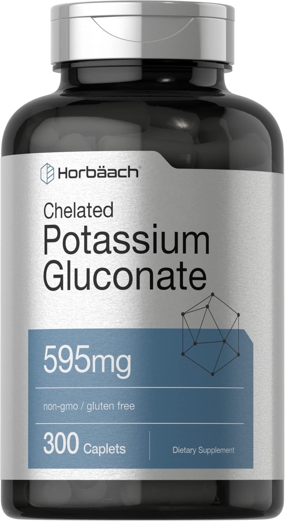 Horbäach Chelated P properties Gluconate Supplement | 595 mg | 300 Caplets | Vegetarian, Non-GMO, Gluten Free