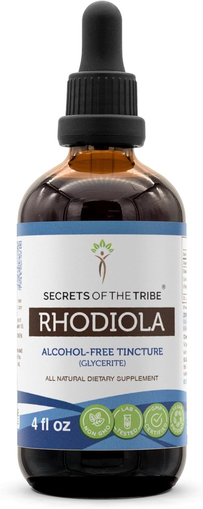 Tribe Rhodiola Alkol-Free Tincture (Glycerite) 655 mg Rhodiola (Rhodiola Rosea) kuru Kök (4 Fl Oz) Enerji Desteği Tamamlandı