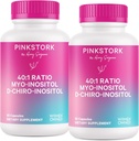 Pink Stork Myo-Inositol & D-Chiro Inositol Supplement - Kadınlar için Hormonal Denge - Ovarian Destek - 40:1 Oran - Kadınlar için Fertness Supplements - 180 Capsules, 2 Ay Supply Supply