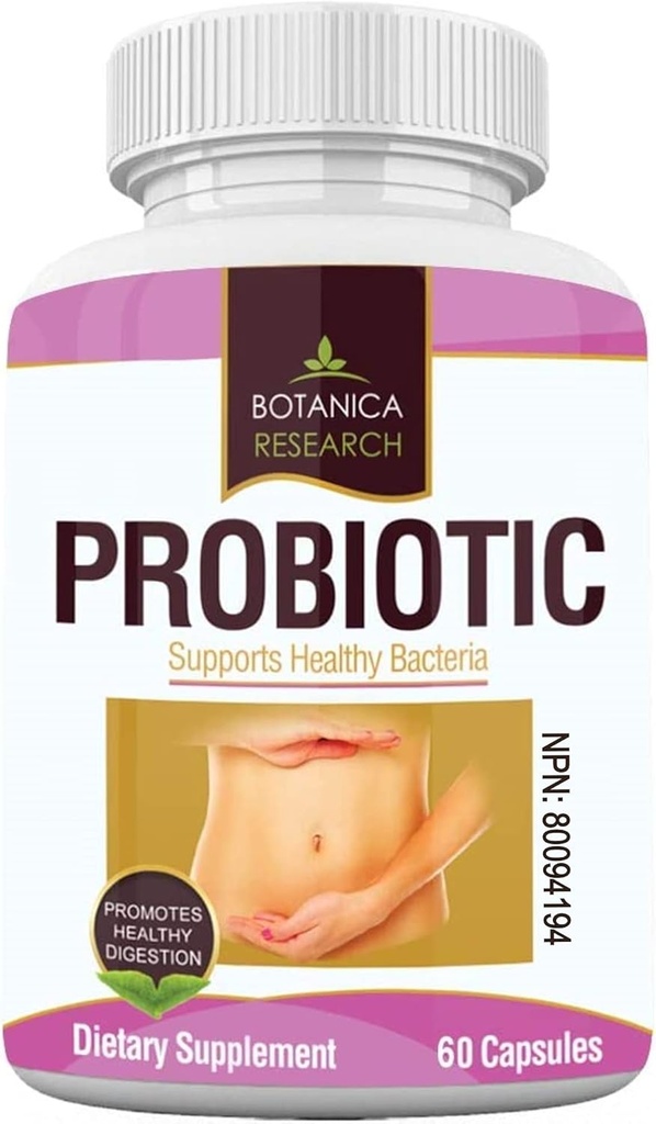 Probiyotiks All Natural Health Supplement for Women and Men with Lactic acid for Gut, Yeast Support 60 Oral Flora Capsules for Daily Use. Made in America by Botanica Research