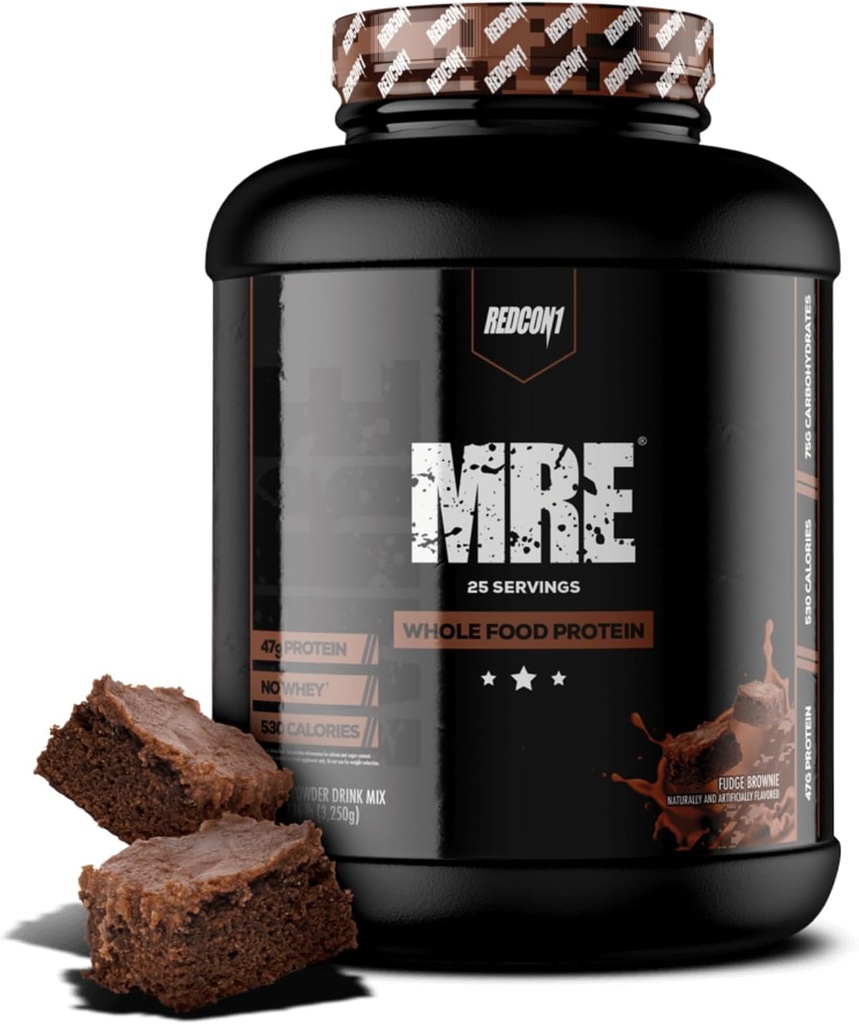 REDCON1 MRE proteini Toz, Fudge Brownie - MCT Oil & Whole Foods - Doğal Malzemeler ile Kas Kurtarmada Yardıma Yardımcı Protein (25 Hizmet)