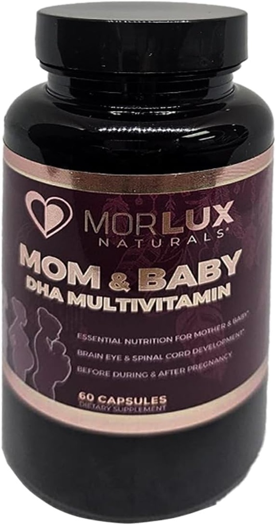 Anne & Bebek DHA Multivitamin - Kadınlar için Prenatal ve Postnatal Vitaminler - Baby's Brain, Eye & Bone Development - Non-GMO, Gluten-Free, 60 Capsules