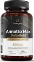 Sunergetic Premium Annatto Tocotrienol Supplement - DeltaGold - Tocotrienols Vitamin E 300 mg - Destekler Liver, Immune & Heart Health - Delta + Gamma Tocotrienols (60 Liquid Capsules)
