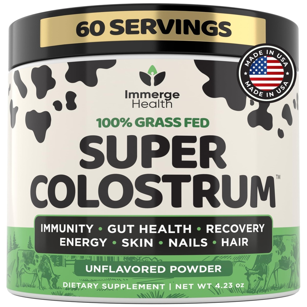 Super Colostrum Grass Fed Bovine Colostrum Toz Bloating, Immune, Enerji, Gut Health Saç, Skin ve Nails Colostrum Tamam | 50 IgG Cow Colostrum for Humans | Superfood for Women and Men