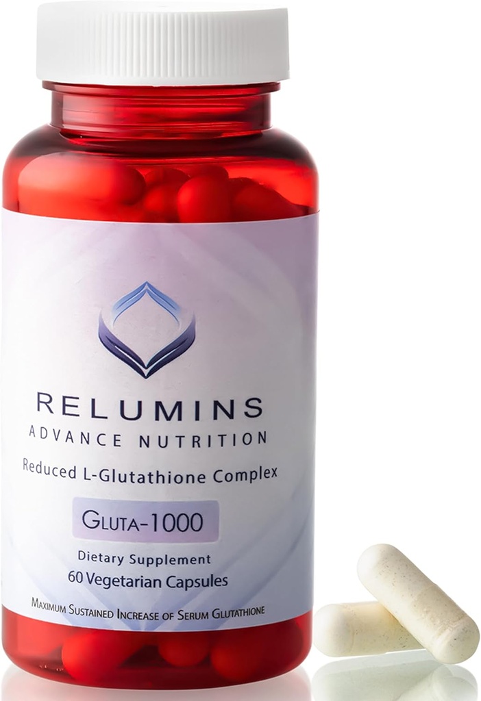 Relumins L Glutathionone Supplement Complex - Μειωμένη Γλουταθειόνη 1000mg με Alpha Lipoic Acid & Rose HIPS κάψουλες για Νουριχτό & πιο απαλό δέρμα, Made in USA - 60 Caps
