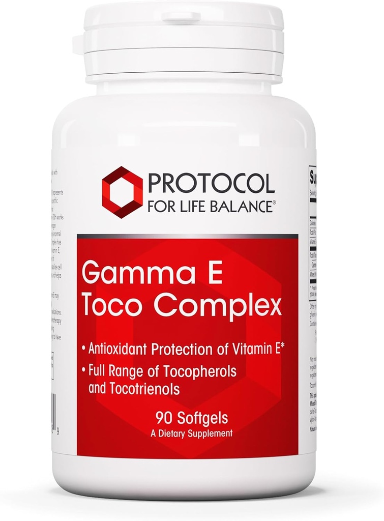 PROTOCOL FOR LIFE BALANCE Gamma E Toco Kompleksi - Vitamin E 300 mg - Antioksi Desteği - Cardiovascular Health & Brain Health - Tocotrienols - Halal & Dairy Free - 90 Softgels