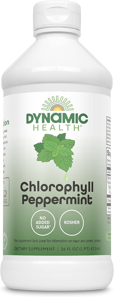 Dinamik Sağlık Sıvı Klorophyll Peppermint 100 mg, sodyum Copper Chlorophyllins with Alfalfa and Mulberry Leaves, Plant Cleanse and Deodoring, Nodrew Sugar, 16 Fl Oz