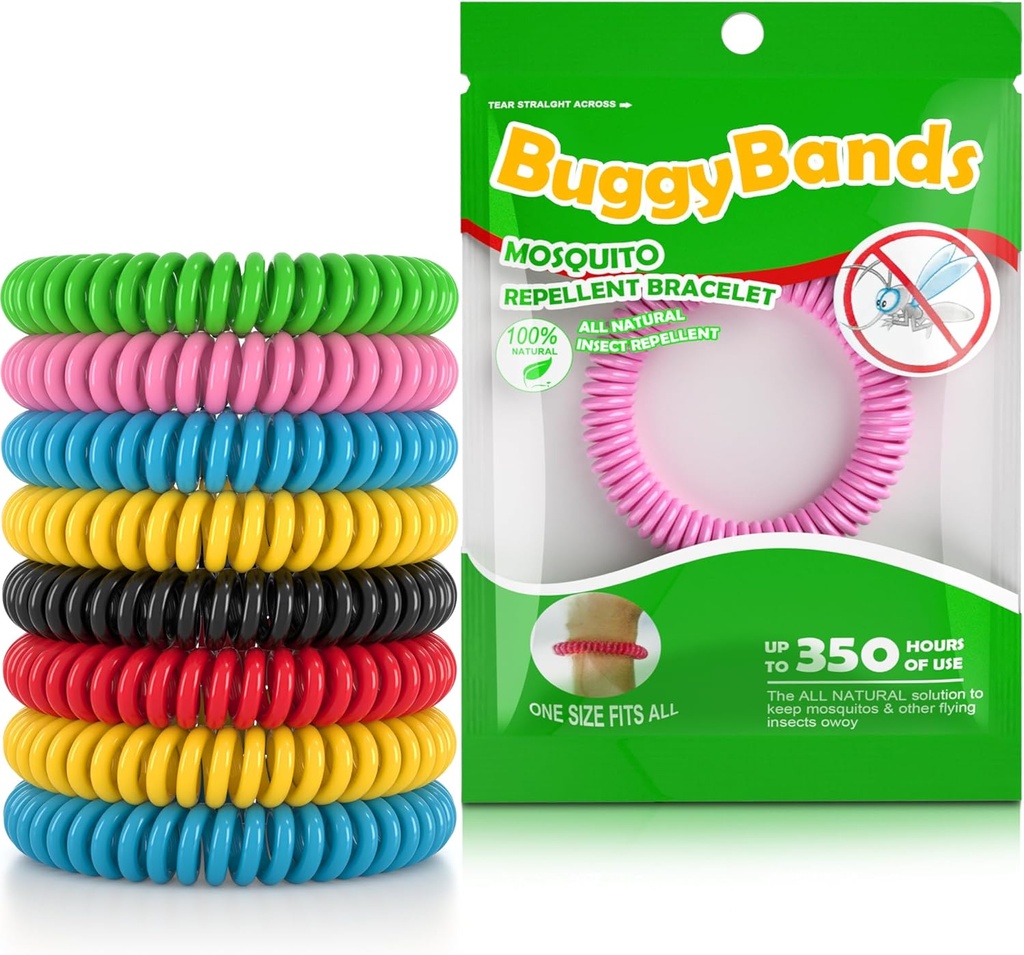 12 Pack Mosquito Repellent Dresss, Bireysel olarak yuvarlandı, DEET Free, Natural and Water Band