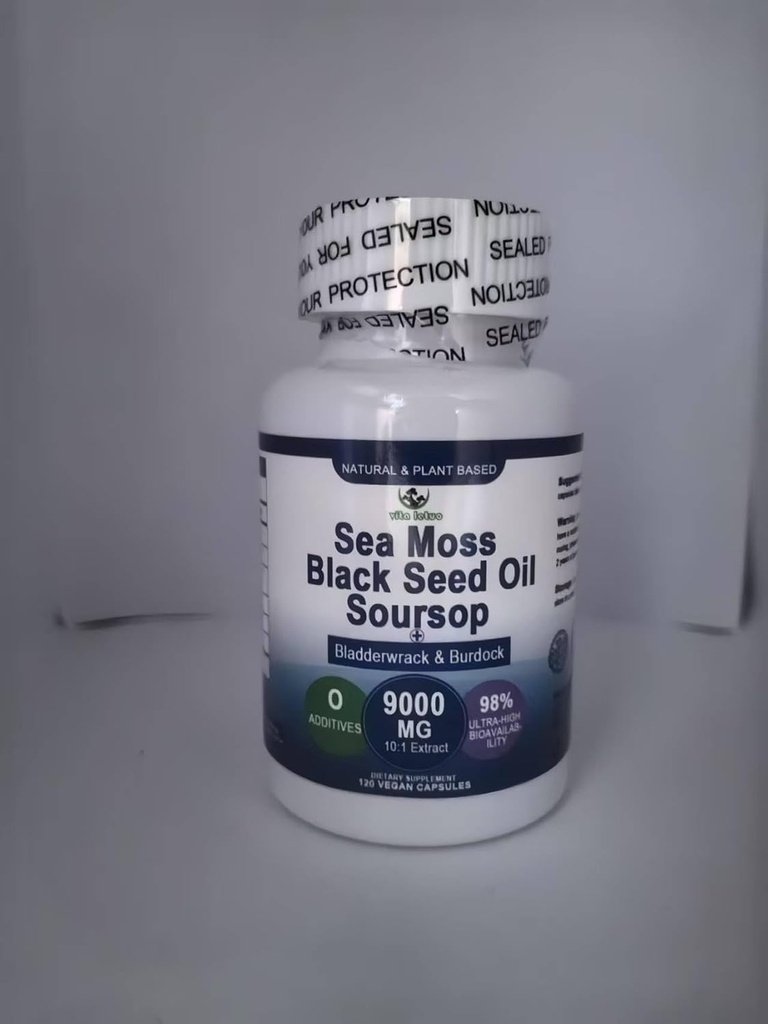 Sea Moss Softgel, Sea Moss Black Seed Oil Soursop Bladderwrack Burdock Turmeric for Cell Rejenerasyon,Detox,Gut,Joint Support,Chew Superfood Seamoss 6X Güçlü, Sea Moss Gel,Capsule,Gummy