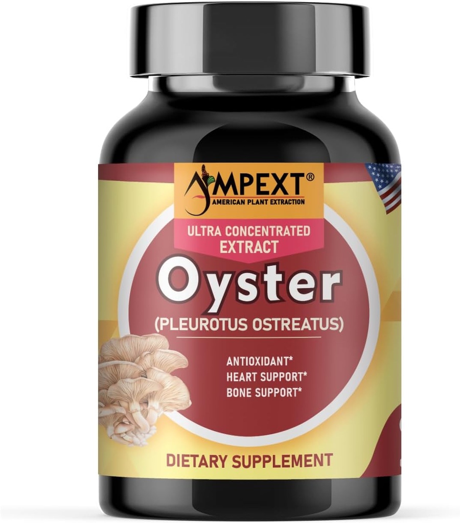 Oyster Mushroom Extract - Premium Quality, Μόνο φρουτωτικά σώματα, Brain & Cognative Support, Antioxidant & Immunity Booster, Heart Support, Οστική Πυκνότητα Βελτίωση, 90 Veg Caps.