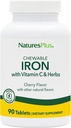 NaturesPlus Chewable Iron, Cherry - 90 Tablet, 2 Paket - Sağlıklı Kan ve Doğal Enerji Üretimi - Vitamin C & Herbs ile Yüksek Lisans Tamamı - 180 Toplam Hizmetler