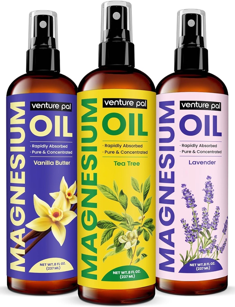 Girişim Pal %100 Saf Magnezyum Yağı Çay Ağacı ile Kombinasyon, Daha Az Sting, Ultra-Soothing for Sleep & Muscle Relaxation, Seven (Big 8 oz) Minerals