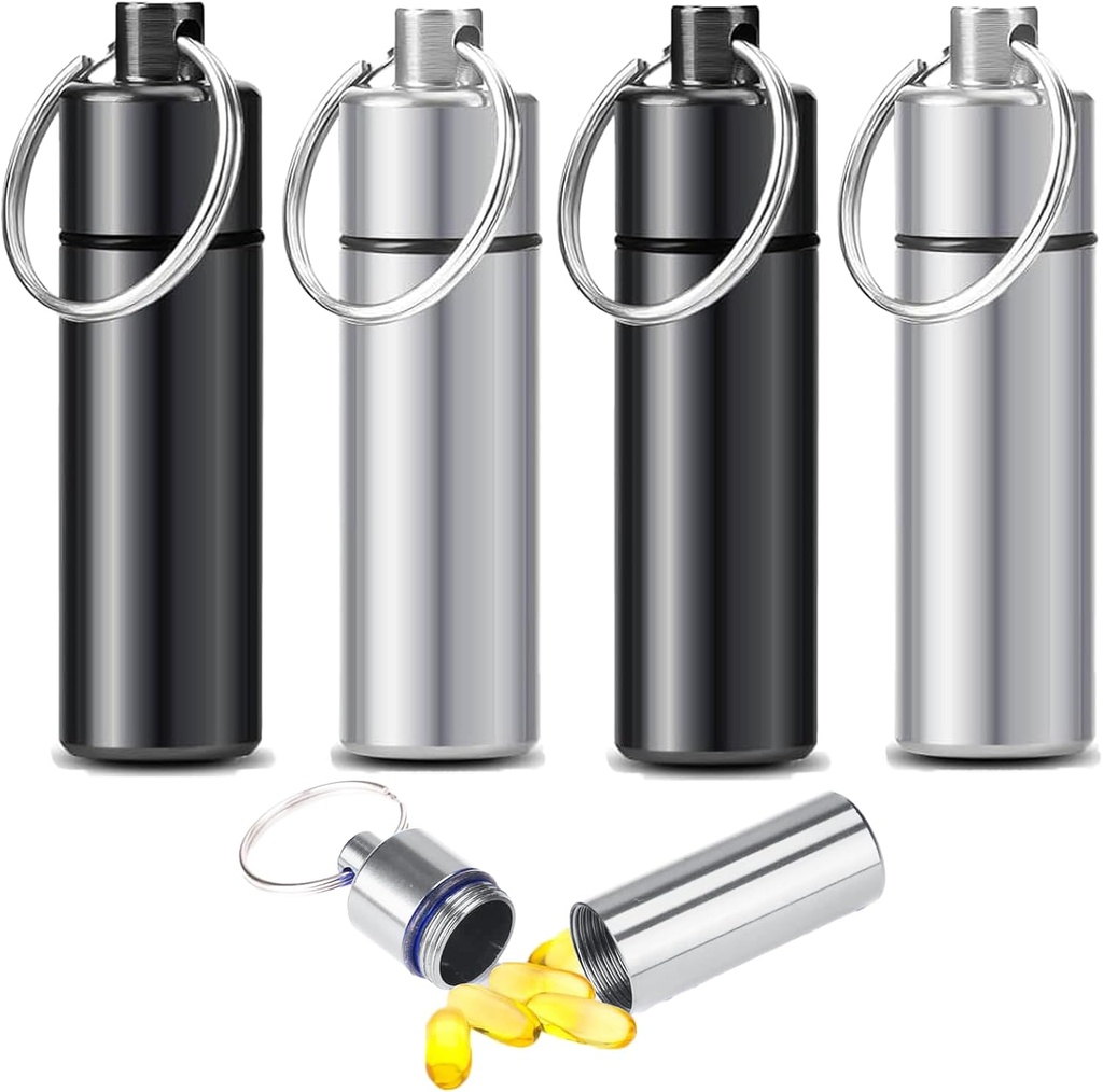 4parça Pill Case, Travel Pill Case, Beauty Pill Sahibi, Portatif Konteyner Mini Metal Davası,Küçük Portatif Su Pill Kutuları Açık Camping Travel için Tıp Şişesi