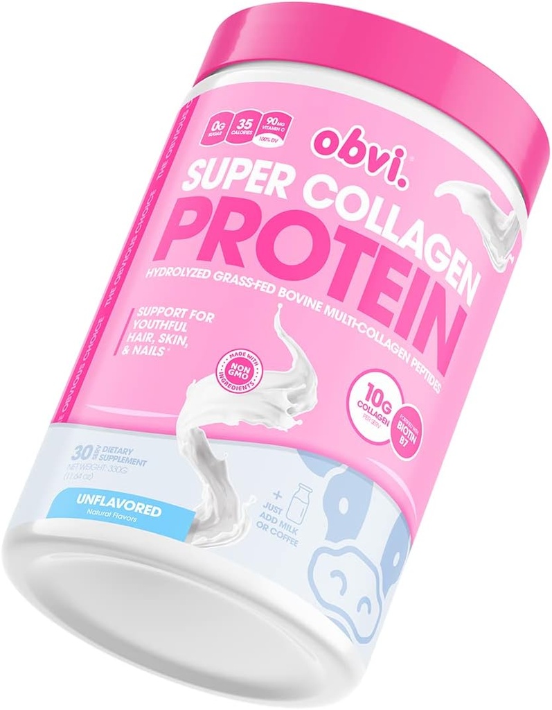 Obvi Collagen,, protein Toz, Keto, Gluten ve Dairy Free, Hydrolyzed Grass-Fed Bovine Collagen,, Supports Gut Health, sağlıklı Saç, Skin, Nails (Unflavored)