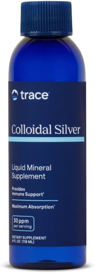 Trace Minerals | Colloidal Silver Liquid | 30 PPM Güvenli Dose Mineral Tamam,% 99.99 Pure, Super-Oxygenated, Vegan | 4 fl oz Şişe (1 Pack)