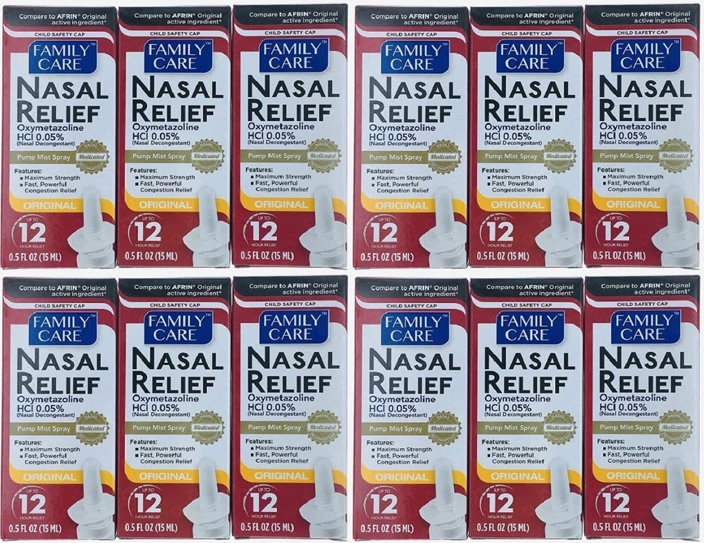 (12 συσκευασία) Ρινική ανακούφιση Spray, 12 ώρες αντλία Mist (Oxymetazoline HCL) 0,5 fl oz