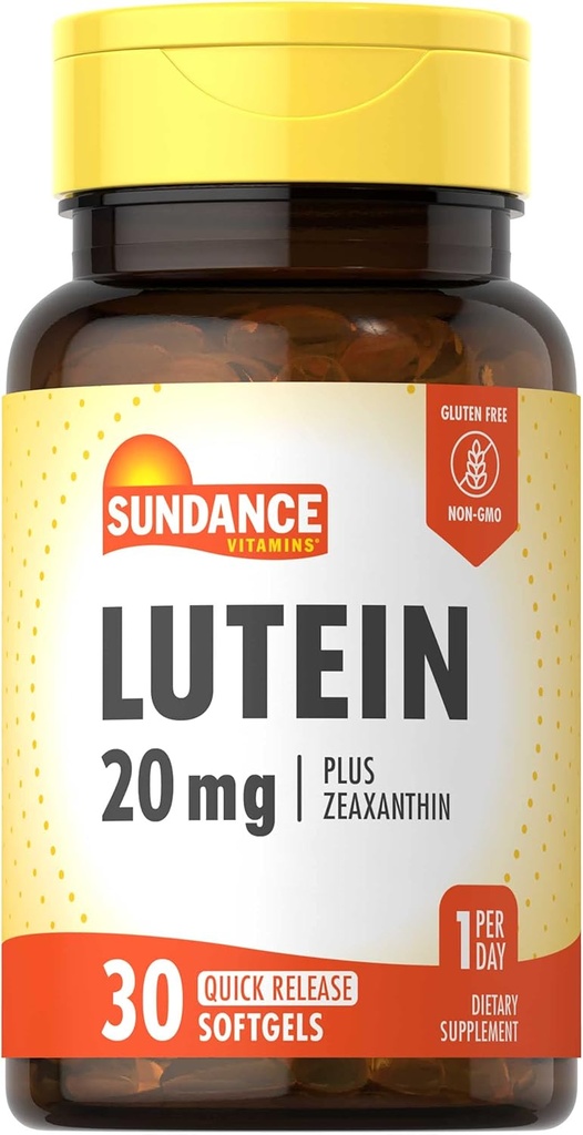 Sundance Lutein 20 mg | 30 Softgels | Zeaxanthin | Non-GMO ve Gluten Free Supplement Supplement