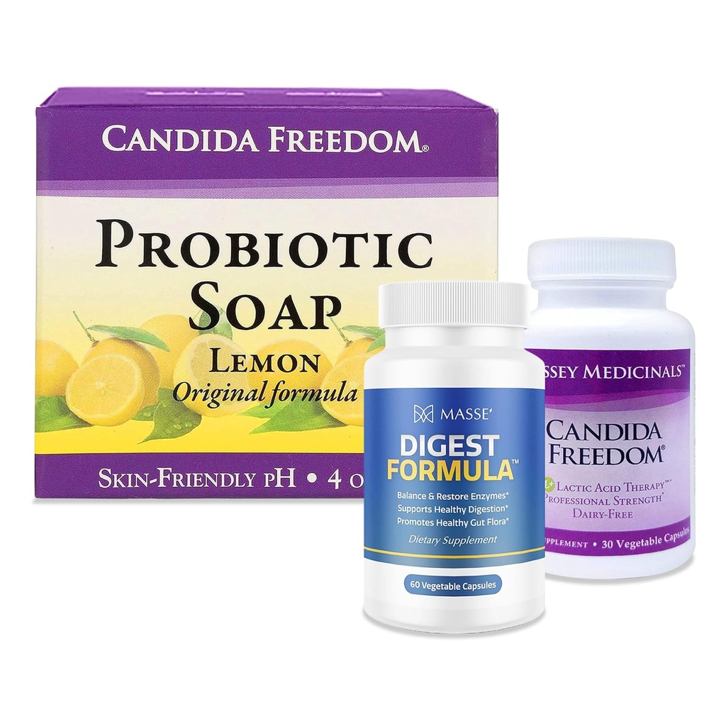 MASSE Diyetary Supplement for Proper Digestion - Probiyotik Balance & Restore Formula ve Probiyotik Limon Vücut Soap