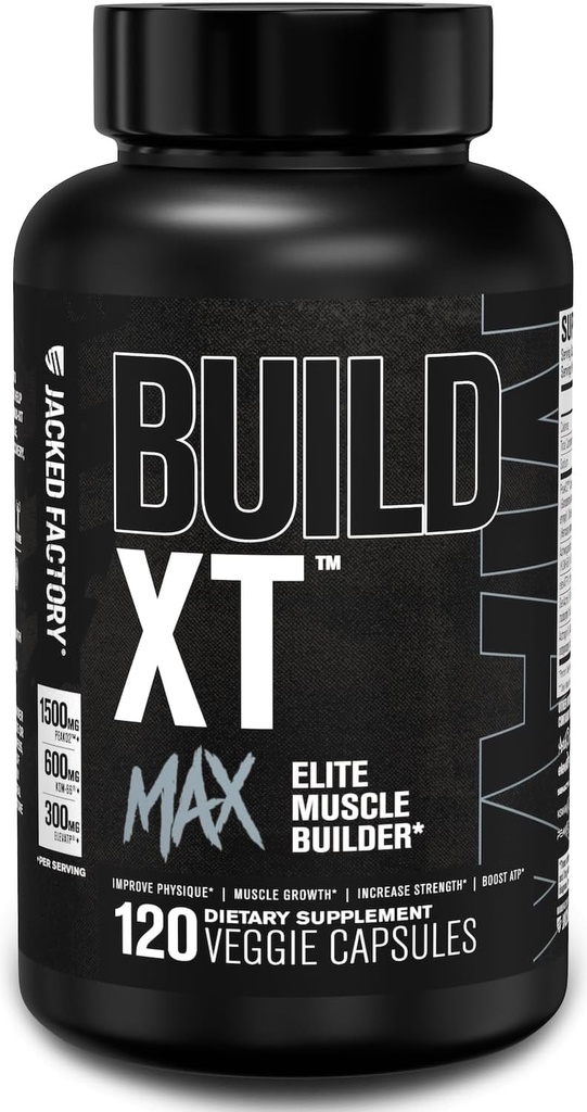 Jacked Factory Erkek ve Kadınlar için Max Muscle Builder - Peak02 Cordyceps, KSM-66 Ashwagandha, & ElevATP For Muscle Recovery, Kas Büyüme, Endurance - 120 Kont