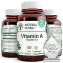 Natural Nutra Vitamin A 10,000 IU Softgels – High Potency Eye and Skin Vitamins – Gluten-Free - Supplement for Sight & Skin Health – Fish Liver Oil for Men and Women, Gluten Free 250 Softgels (2 Pack)