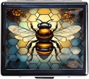 7 Days Chromed Shiny Silver Pill Organizer with Mirror Inside Has 8 Ayrı Karşılaştırmalar Rect bok 7 Gün Pill Box Pill Case (Bee Stained Glass)