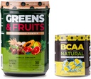 Nutrology Πράσινα & Φρούτα Σκόνη-Φυσικά προέρχεται Superfood, Βανίλια Κανέλα (30 εξυπηρετεί) BCAA Φυσικό, Plant Based BCAA σκόνη, Λεμονάδα Γεύση (30 εξυπηρετεί)