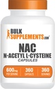 BulkSupplements.com N-Acetyl L-Cysteine Capsules - N-Acetyl Cysteine 600 mg, NAC Supplement - 600 mg per Capsule, Gluten Free - 1 NAC Capsule per Service, 360 Capsules (Pack of 1)