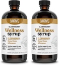 Norm's Farms Wellness Black Elder Syrup with Honey, Cinnamon & Cloves - ABD'de Made in ABD, Natural Immune Support, No Alkol or Fillers, Gluten-Free, Non-GMO, Vegan, Pure Elder Syrup - 2PK 8 Oz