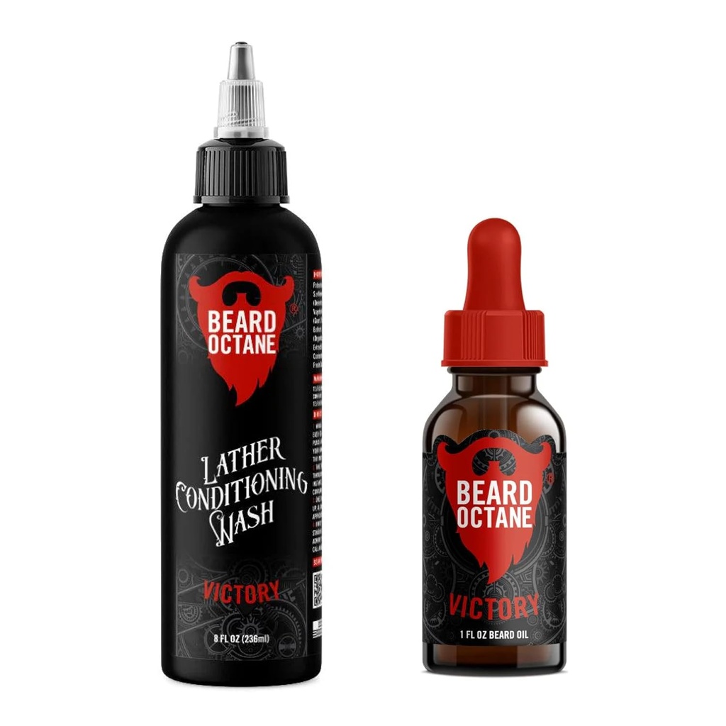 Ayıd Octane Fundamental Beard Kit - Beard Shampoo & Oil - Natural Beard Care with Jojoba & Argan (Victory - Ginger Yuzu, Labdanum & Fresh Ozone)