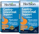 HERBION Naturals Γαστροεντερική υποστήριξη βοτανική ανάμειξη για αναταραγμένη ανακούφιση στομάχου, γαστρεντερική υγεία και λειτουργία, περιστασιακή δυσπεψία οξέος, υγιή εντερική χλωρίδα, 60 Vegicaps - Συσκευασία των 2