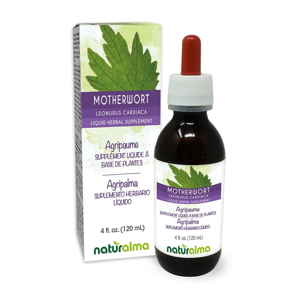 Naturalma Motherwort (Leonurus hearta) βότανο με λουλούδια Αλκοόλ-ελεύθερο Βάμμα - 4 fl oz Liquid Extract in Drops - φυτικό συμπλήρωμα - Vegan
