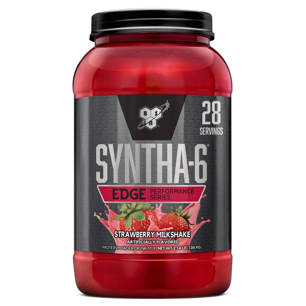BSN SYNTHA-6 Edge protein Toz, Strawberry Protein Tozu Hydrolyzed Whey, Micellar Casein, Süt Protein Isolate, Low Sugar, 24g protein, Strawberry Milkshake, 28 Hizmetler