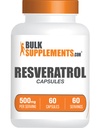 BulkSupplements.com Κάψουλες ρεσβερατρόλης - συμπλήρωμα ρεσβερατρόλης, Polygonum Cuspidatum, Resveratrol 500mg - Συμπλήρωμα αντιοξειδωτικών, χάπια ρεσβερατρόλης - 1 κάψουλα ανά υπηρεσία, 60 κάψουλες