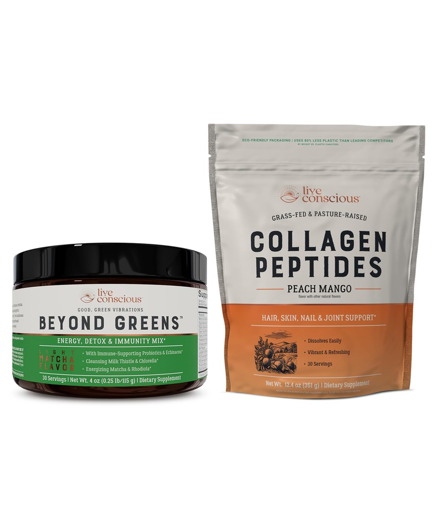 Greens & Collagen P Peach Mango / Mushroom Coffee Alternative Low Caffeine + Saç, Skin, Nail ve Ortak Destek