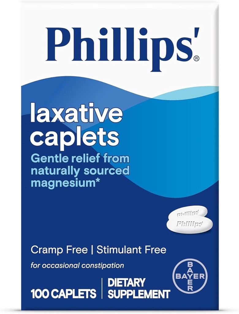 Phillips'in Laxative Caplets, Doğal Olarak Occasional Constipation, Cramp ve Stimulant Free Laxatives, 100 Caplets