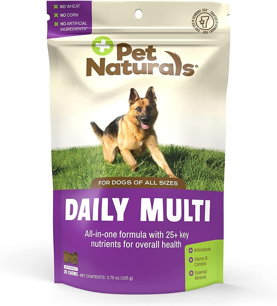 Pet Naturals Daily Multivitamin for Dogs, Veggie Flavor, 30 Chews - Yummy Chews with replica Acids, and Antioksis - Supports Energy, Metabolic Function and Pet Wellness