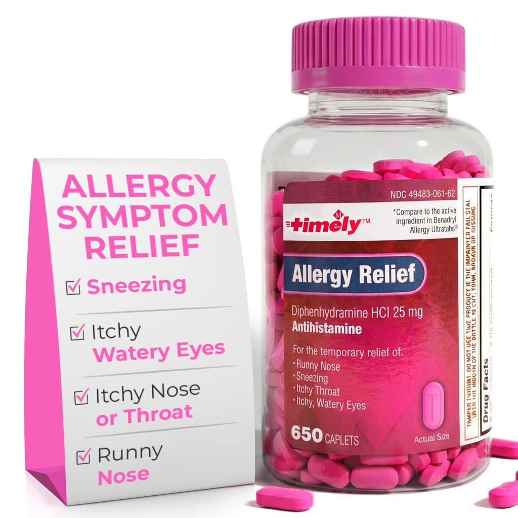 Zamanlı Alerjiler Yardımı Diphenhydramine HCl 25 mg - 650 Caplets - Benadril Alerji Ultratab - Antihistamin - Antihistamin - Antihistamin - Antihistaminler - Suy Gözler Tedavisi