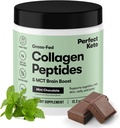 Mükemmel Keto Collagen Protein Tozu MCT Oil - Grassfed, GF, Multi Supplement, Ketgen Diyetleri için En İyi, Toz Kremer, Kahve ve Kadınlar için Shakes (Mint Chocolate)