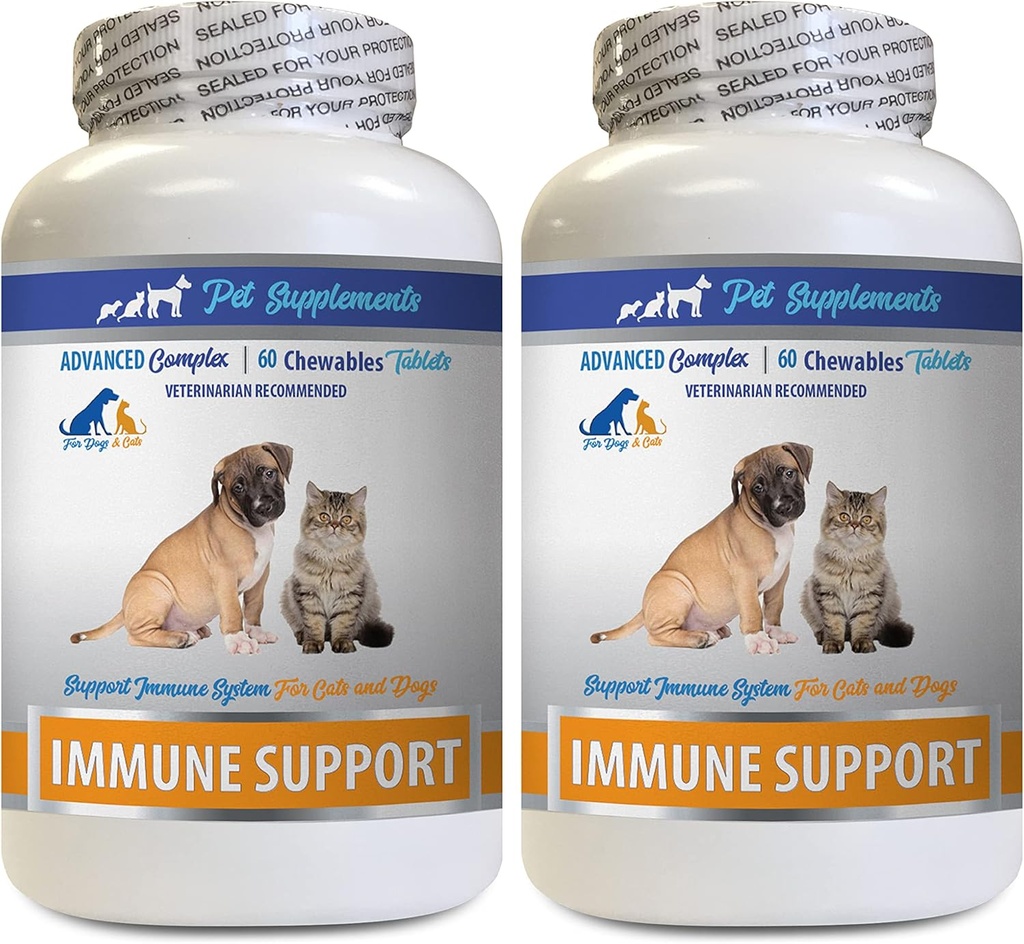 Dog Immune Support - PET Immune Support - Köpekler ve Kediler için - SADECE Doğal - VETS Seçim - Köpek Turmeric Supplement - 120 Tedaviler (2 Şişeler)