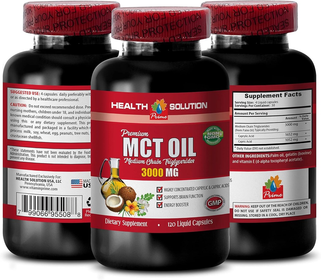Immune System ATM - MCT Oil 3600MG, 100% Pure - Medium Chain triglycerides, mct Oil Pills Organik, mct Oil Capsules, mct Oil Pills, mct Oil - 1 Şişe (120 Softgels)