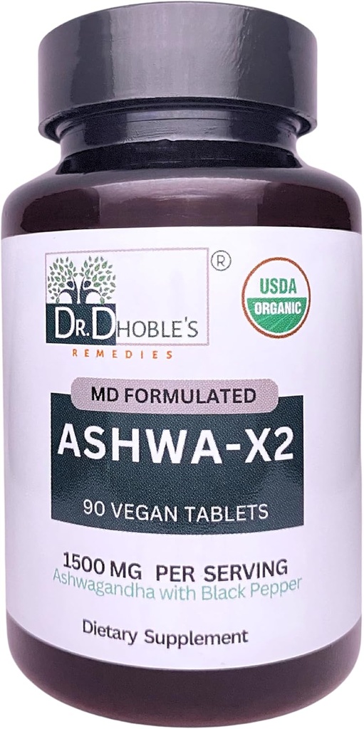 Ashwa X2, Doğal Malzemeler ve Siyah Pepper ile Md Formulated Vegan Tabletleri, Bioavailability, 1500 mg, No Extract, USDA Organic