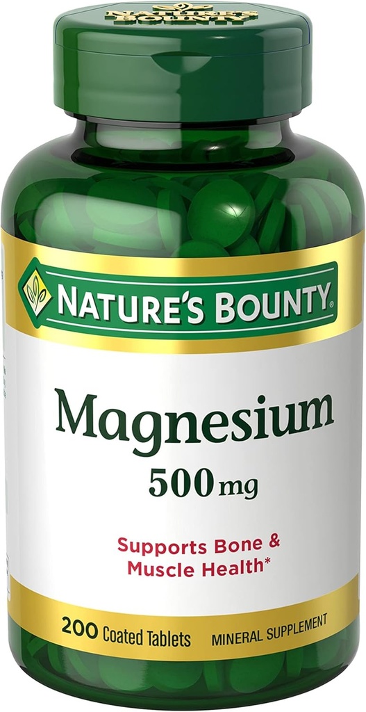 Nature’s Bounty Magnesium, Tablets, 500 mg- 200 Ct..