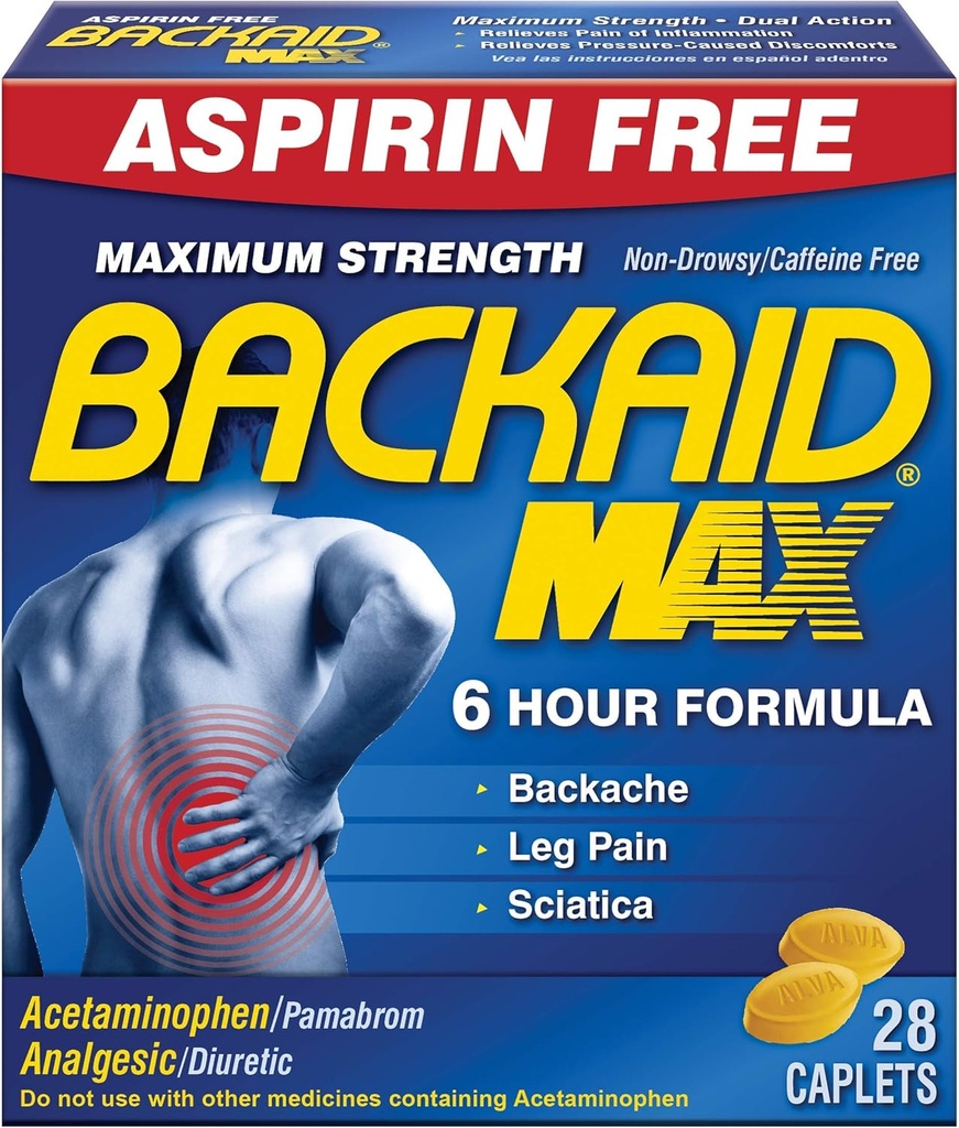 Backaid Max Relief Caplets, 28 Κόμης (πακέτο των 6)