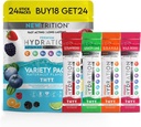 Hydration Toz, 4 Flavors, 24 Elektrolyte Toz Paketi, Doğal olarak Su için Hydrating Packets, Fast Acting Hydrate Electrolytes with Vitamins B&C, Energy & Recovery